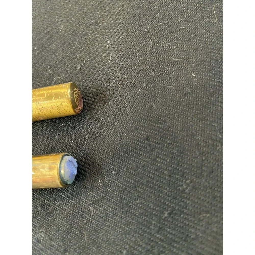 Vintage Gold tone Engraved Small Revlon Cream Eye Shadow TUBE TURQUOISE 41